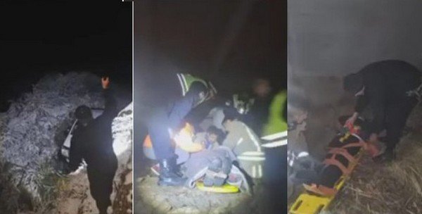 Una familia cayó con su camioneta por un precipicio en la ruta 307 y fue rescatada