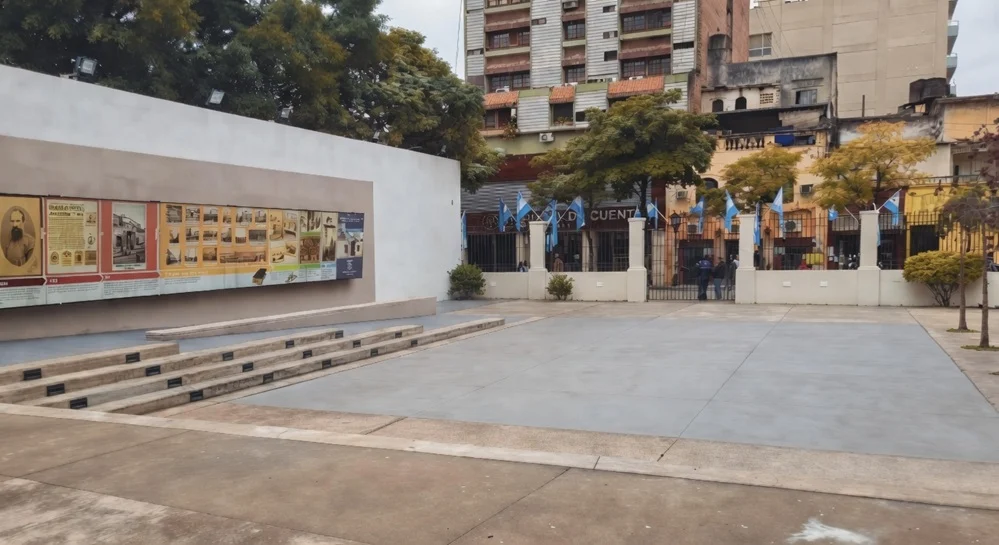 La Plaza Temática se viste de celeste y blanco para acompañar el debut de Argentina