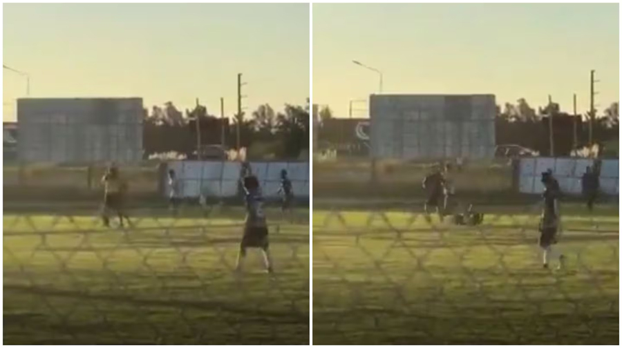 Brutal agresión a un árbitro en la Liga Rosarina: suspendieron el partido y demoraron al jugador que lo golpeó (video)