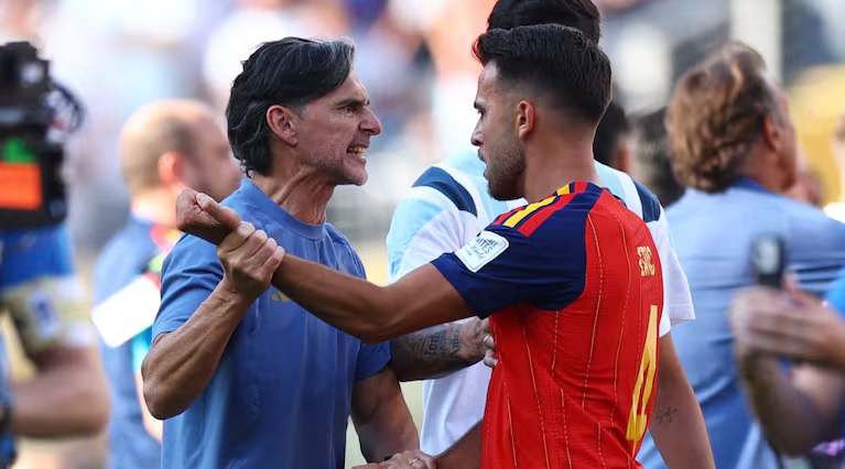 No se vio en la transmisión: Roberto Ayala golpeó a un jugador de España en la cara tras la final que perdió Argentina
