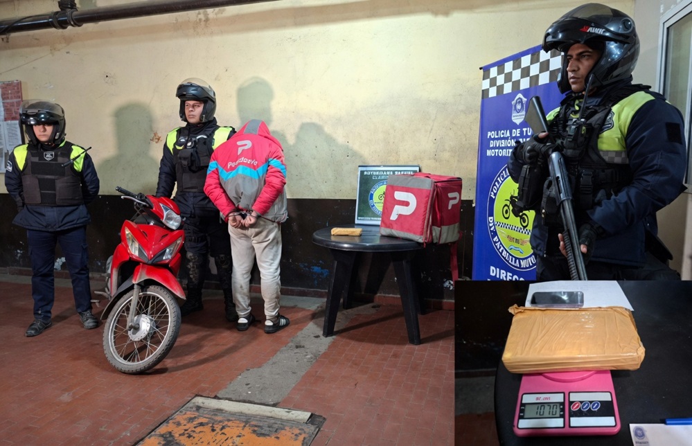 Detienen a un delivery con más de un kilo de cocaína tras una persecución