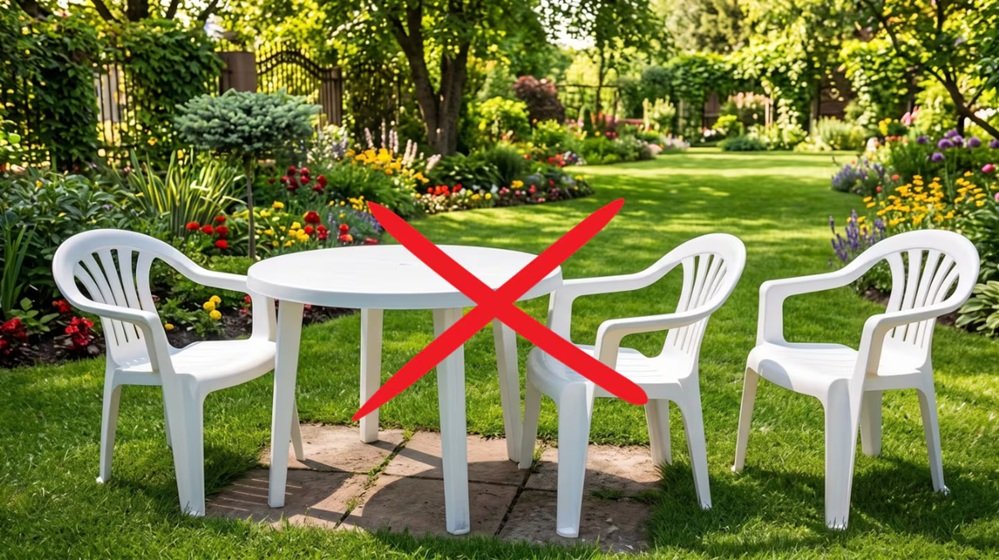 Fin del reinado de los muebles de jardín de plástico: el material que gana protagonismo en los patios