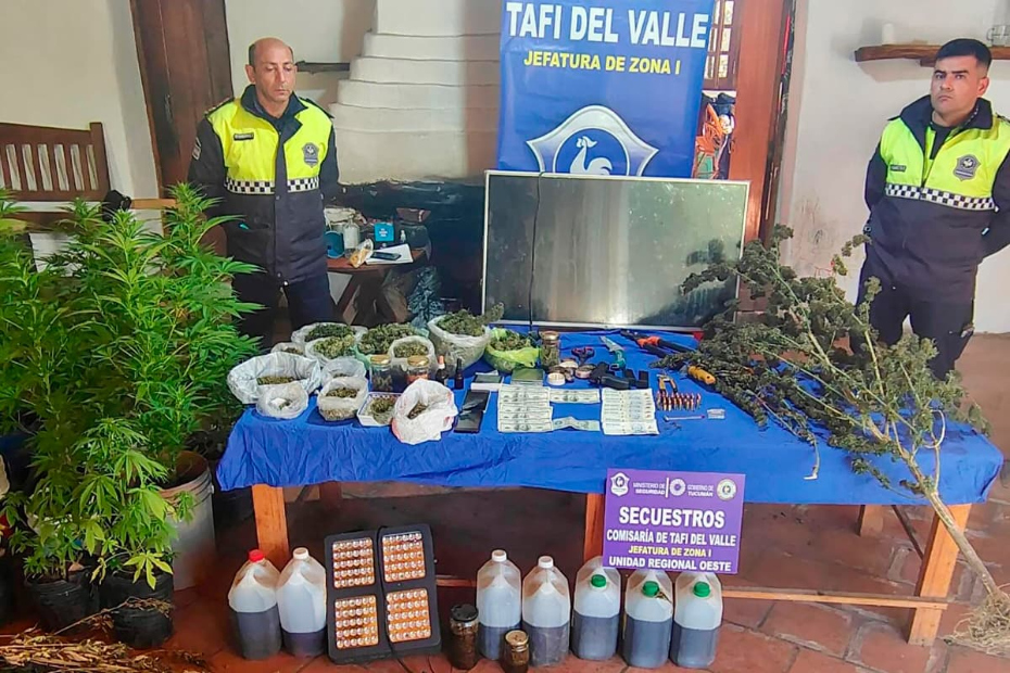Secuestran drogas, dinero y un arma en un allanamiento por narcomenudeo en una vivienda de Tafí del Valle
